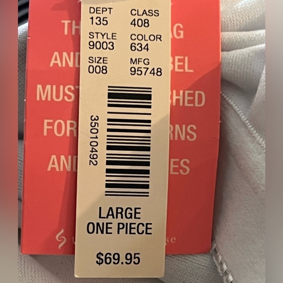 Uncommon Sense Blue & White Striped Ruffle One Piece Swim Suit Size Large - Picture 5 of 6